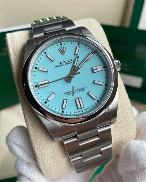 rolex oyster ice blue|Rolex tiffany blue 41 price.